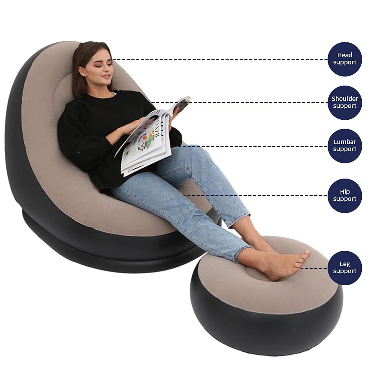 Inflatable Sofa Lounge Chair With Inflated Recliners (with electric pump)(Onam Sale Price - Prepaid Only)