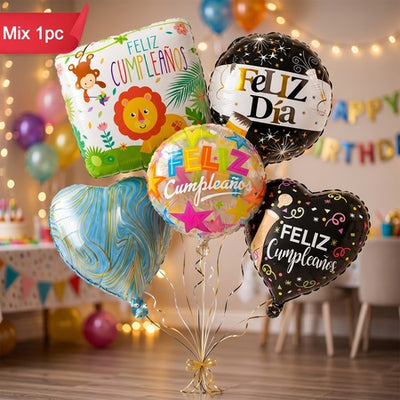 Feliz Cumpleaos Foil Balloon Mix  1pc (Assorted Birthday Designs)