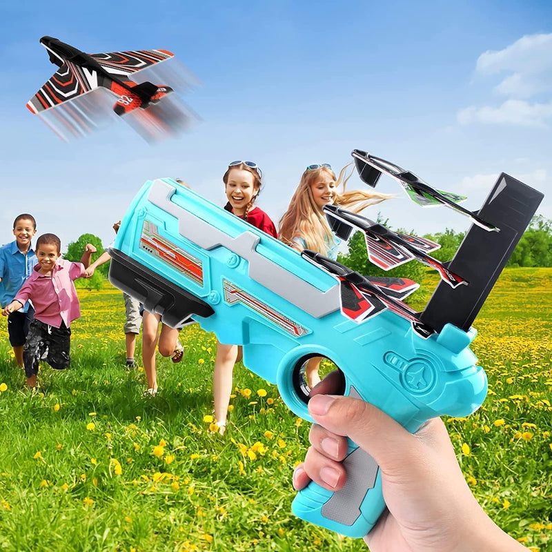 Airplane Launcher Gun Toy With Foam Glider Planes (5 Plane Include)