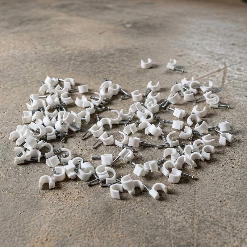 Heavy Duty Plastic Cable Clip With Steel Nail (100 Pc 8mm)
