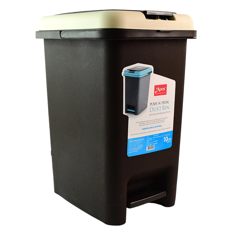 Push N Pedal Plastic Dustbin 10L Capacity