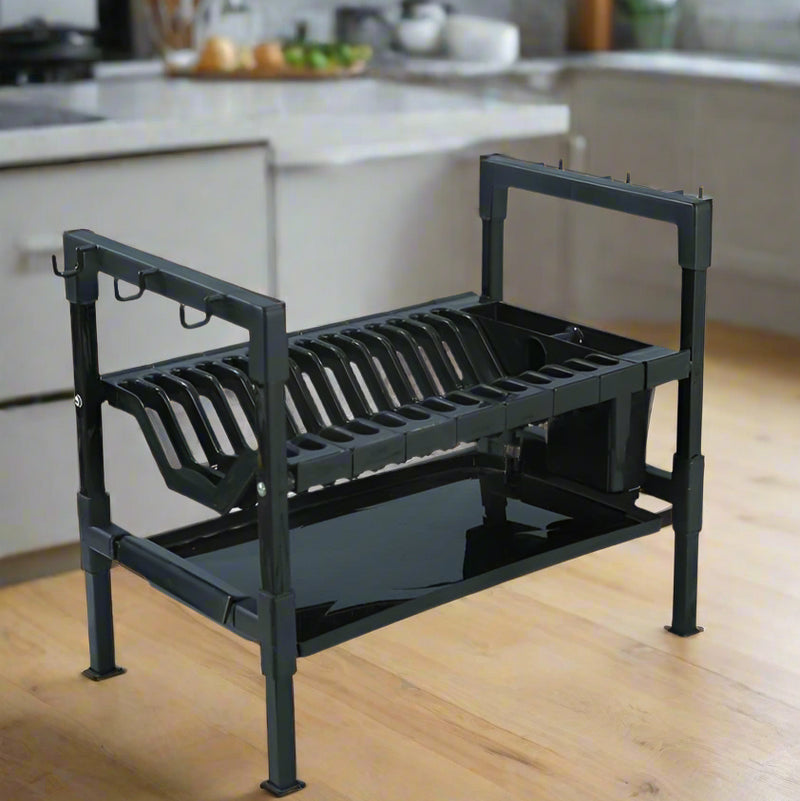 Black kitchen rack on a yellow background 