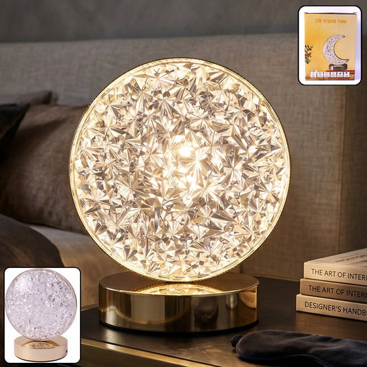 Round Crystal Led Table Lamp Usb Rechargeable Touch Bedside Night Lamp (1 Pc)