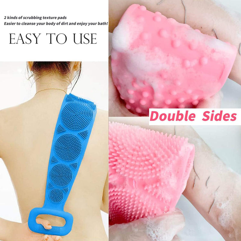 7274 Bath Body Brush Towel Eco-friendly Back Scrubber Shower Brush Silicone Bath Body Brush Towel Body Cleaning Bathroom Shower Strap