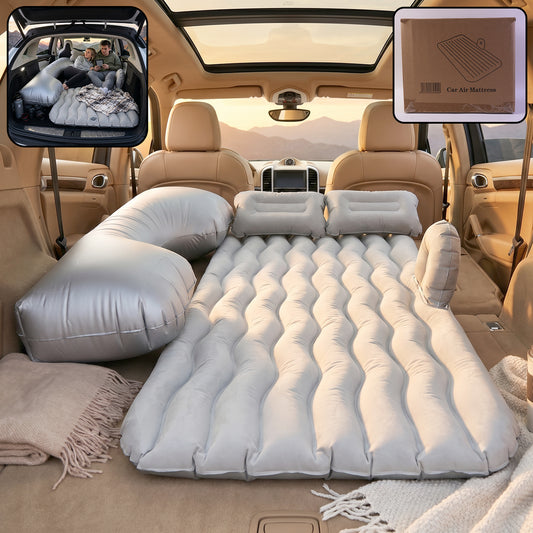 Portable Car Air Mattress Bed Set With Pump  Pillows Inflatable (Grey)