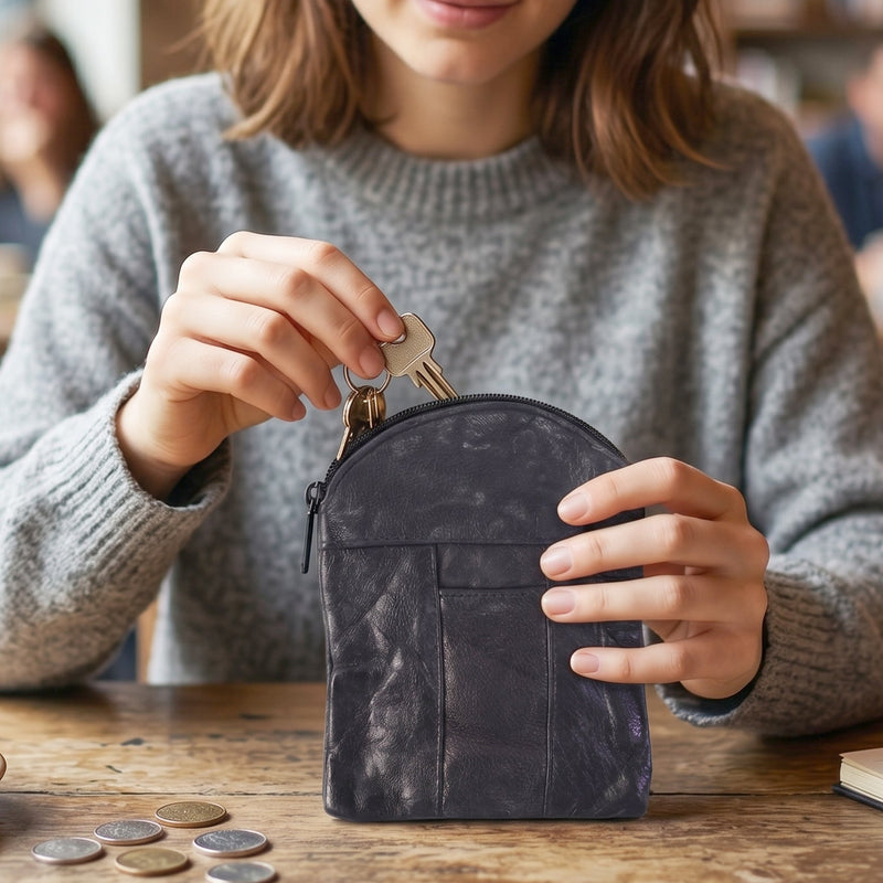 Leather Mini Zipper Pouch  Compact Coin  Card Organizer For Men  Women