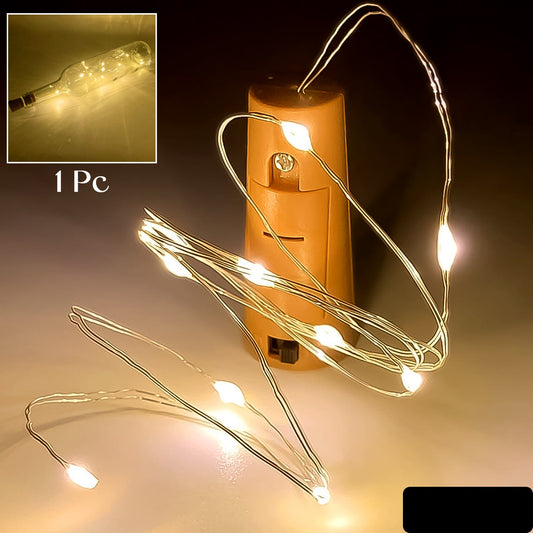 Wine Bottle Cork String Light  Multi Led  2m Cable Length Copper Wire Battery Operated Warm White  1 Pc)