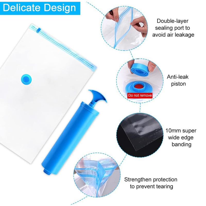 Vacuum Storage Bags With Suction Pump (5 Pcs Set)