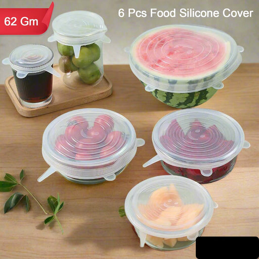 Silicone Food Cover Stretch Lids (6 Pcs Set  62 Gm)