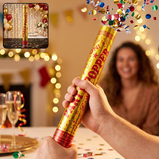 Golden Party Popper Confetti Cannon Shooter For Birthday And Celebration (1 Pc)