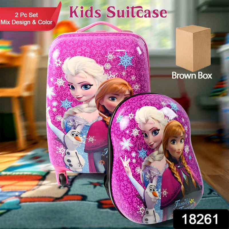 Kids Travel Suitcase with 4 Wheels – 1 Big + 1 Small Shoulder Bag (Set of 2)