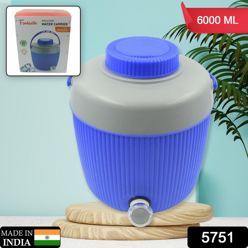 Insulated Plastic Water Jug with Tap for Home & Travel (6000 ML)