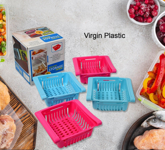 Adjustable Multi Colour Tray With Extra Storage, Pack Of 4 Tray