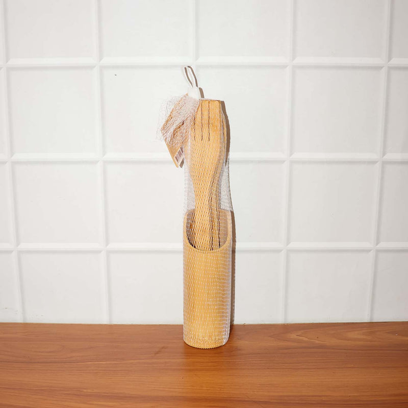 Eco-Friendly Bamboo Spatula Set with Holder (4 Pc)