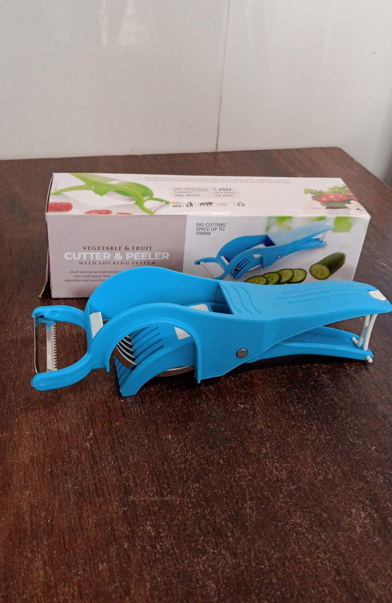 2 in 1 Veg & Fruit Multi Cutter with 5 Blades & Peeler (1 Pc / Multicolor)