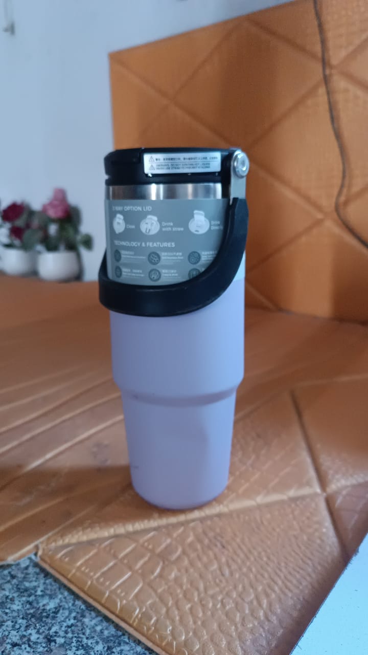 Stainless Steel Vacuum Insulated Coffee Mug with Straw & Tumbler (900 ml)