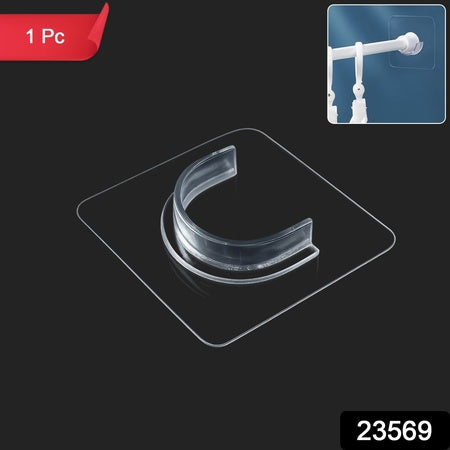 Invisible Self Adhesive Curtain Rod Holder Nail Free Wall Mount Bracket (1 Pc)