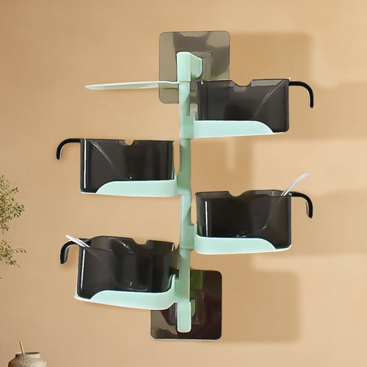 Rotating Spice Jars, Vertical & Rotatable, 5 Tier With 5 Spoon (1 Set)