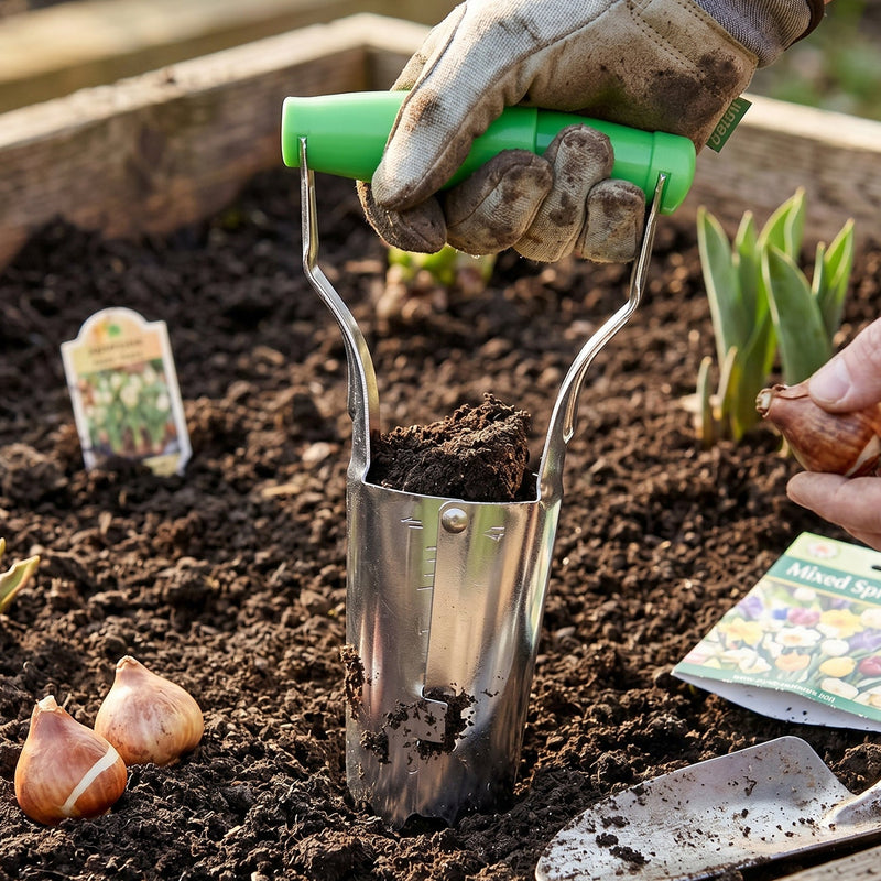 Garden Bulb Planter  Neat Planting With Depth Marks And Steel Build