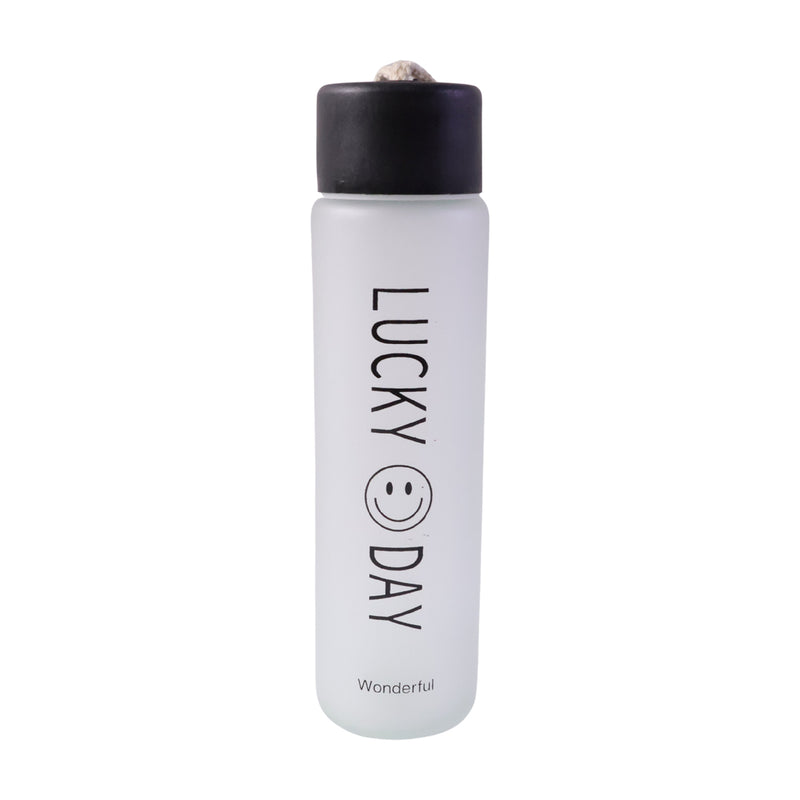 Premium Frosted Glass Water Bottle With Leak Proof Lid (350 Ml)