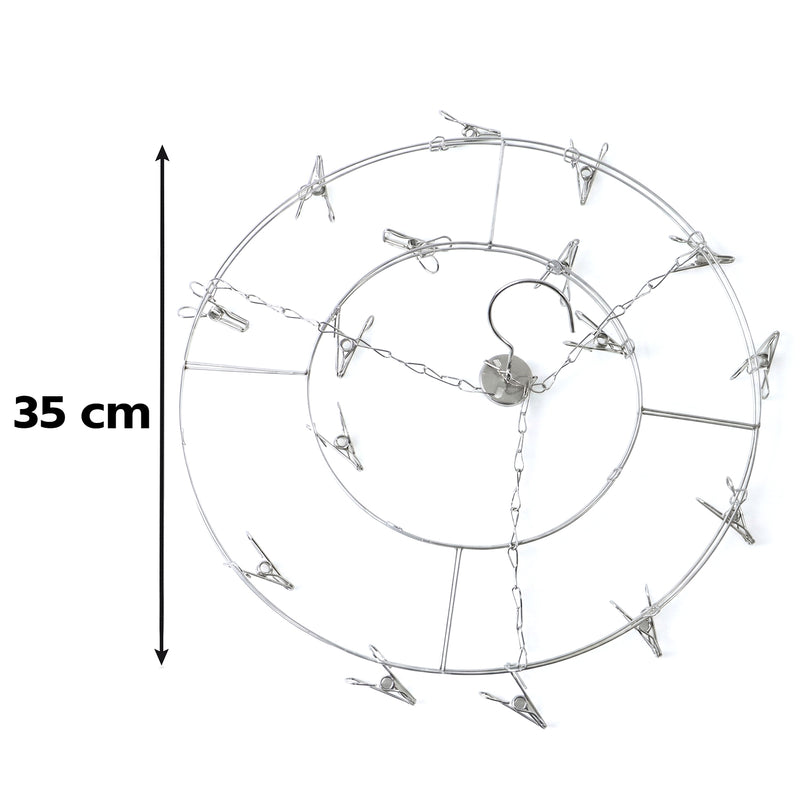 Stainless Steel Round Multi Clip Drying Hanger For Socks And Underwear (1 Pc)