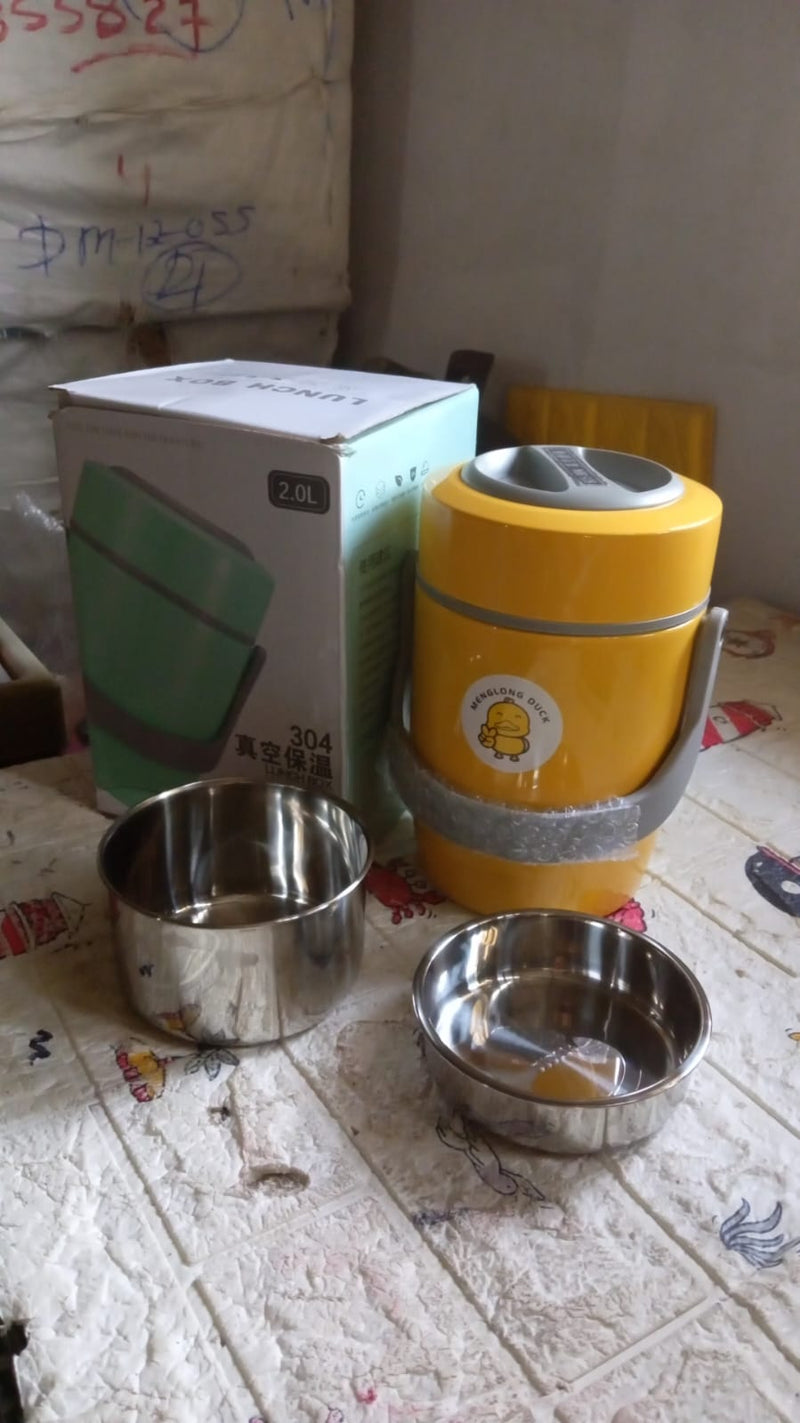 HEAVY LEAK-PROOF STAINLESS STEEL LUNCH BOX/ TIFFIN BOX, 2 COMPARTMENT