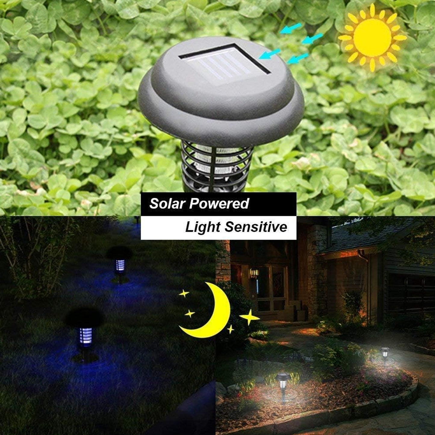 Medium Garden Solar Powered LED Mosquito Trap Bug Zapper (1 Pc)