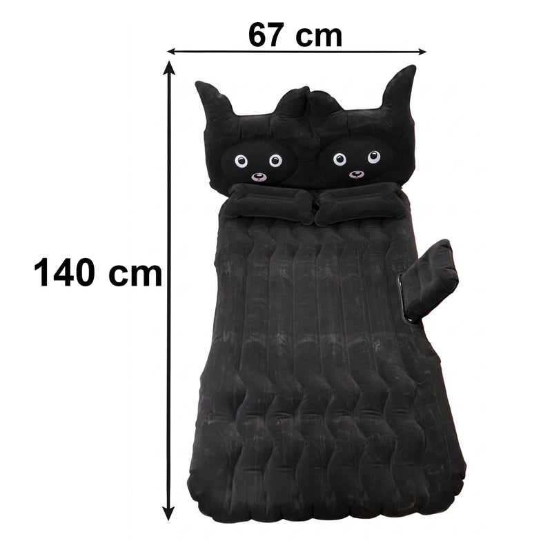 Cute Car Air Mattress Set With Black Cat Pillow For Comfortable Sleeping On The Go (1 Set)