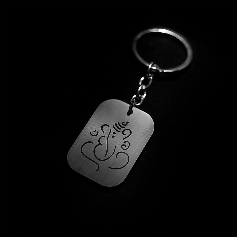 Auspicious Ganesh Cut-out Metal Keychain - (1 Pc)