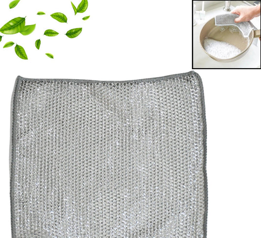Double-sided Multipurpose Microfiber Cloths / Stainless Steel Scrubber Non-scratch (20x20 Cm)
