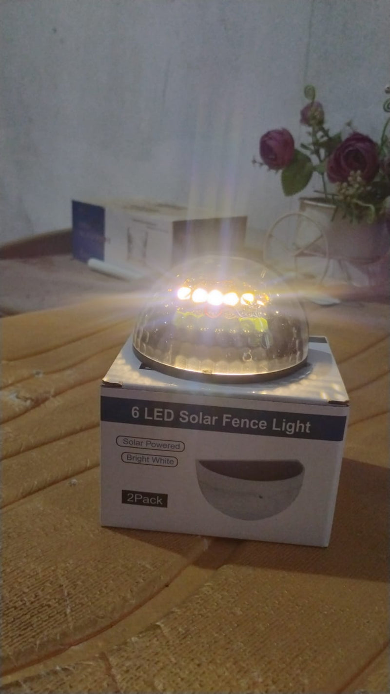 6 LED Solar Powered Wall Mount Fence Light with Honeycomb Shade Design (2 Pc Set)