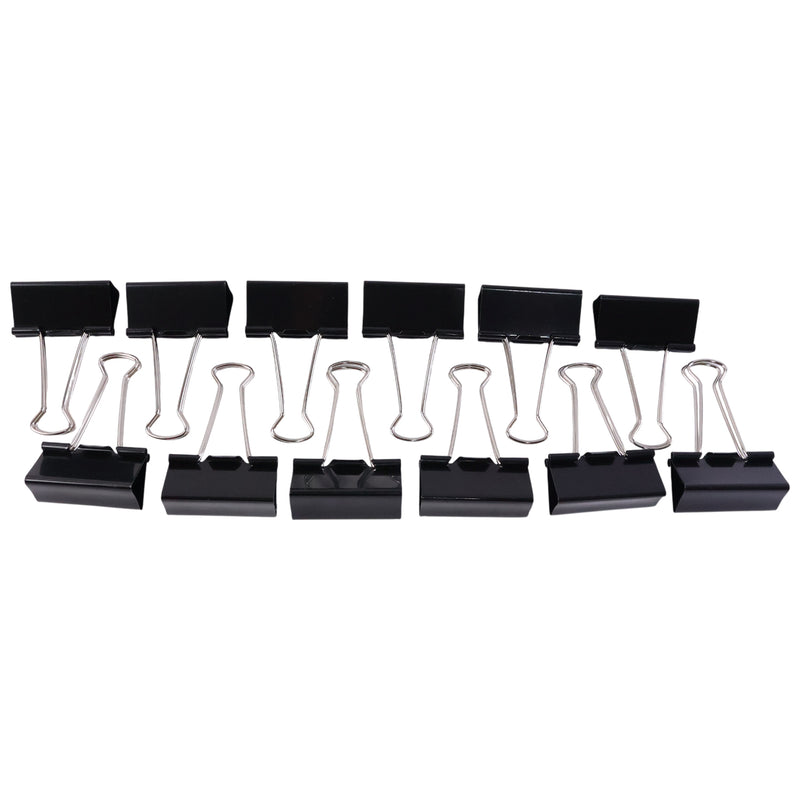 Heavy Duty Black Metal Binder Clips (25 Mm 12 Pieces Set)