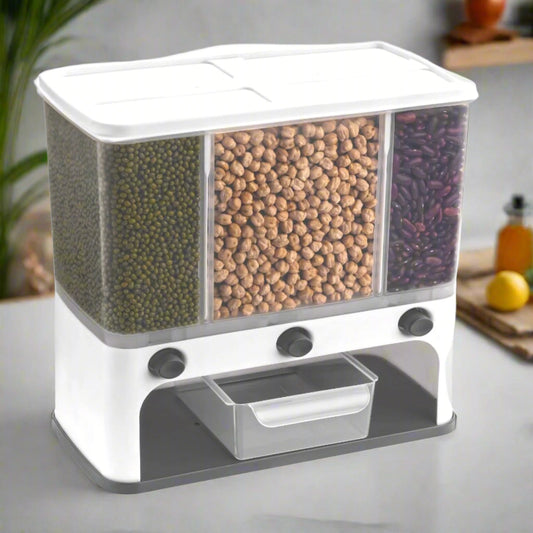 Easy Flow Cereal Dispenser For Kitchen / 3 In 1 Push Button Wall Mount Container