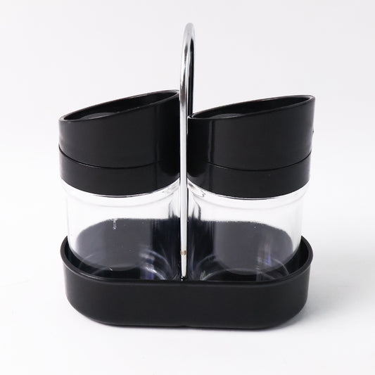 Apex Helix Salt N Pepper 2-piece Plastic Jar Set With Stand