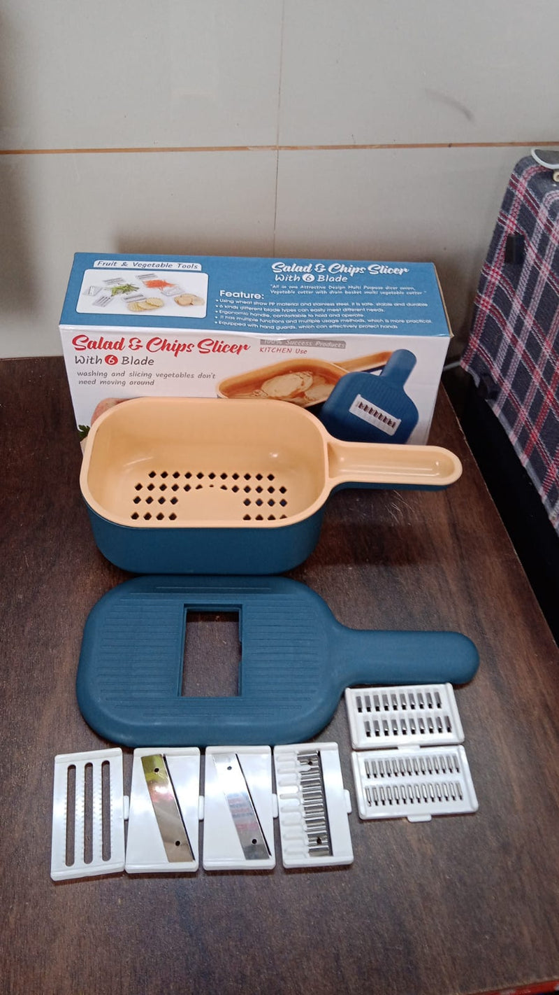 Vegetable Slicer Cutter - 6 Blades Kitchen Accessories (1 Set)