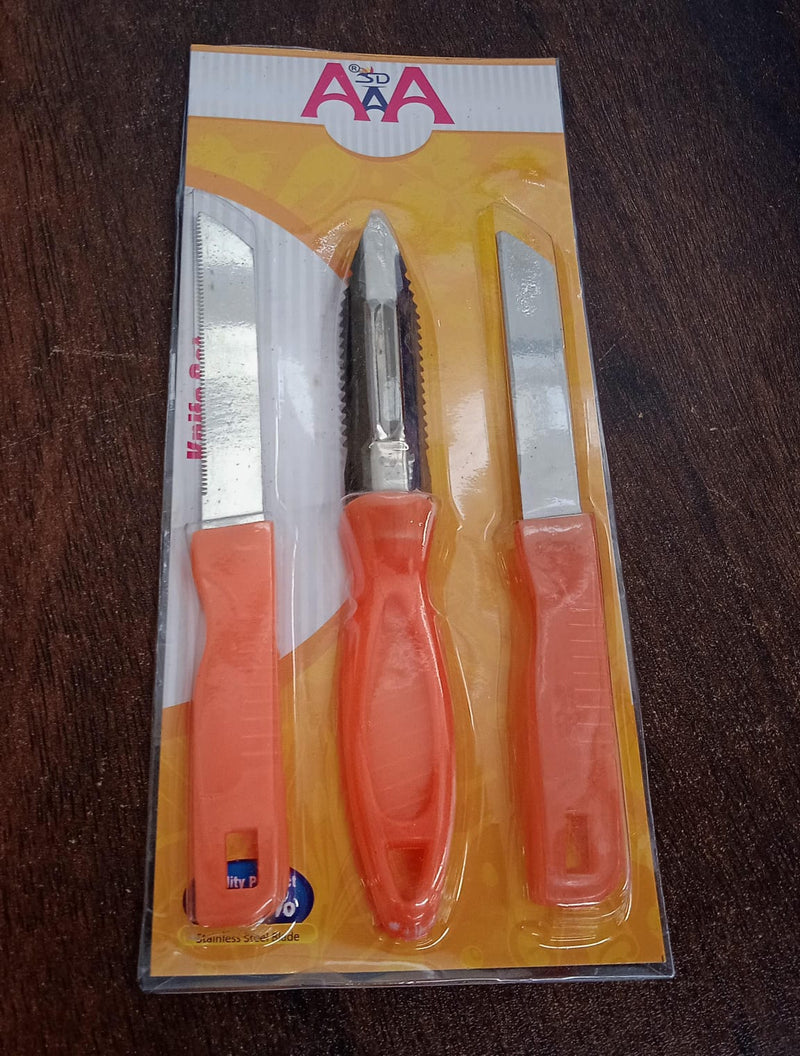 3in1 Multipurpose Stainless Steel Classic Kitchen Knife Set of 3