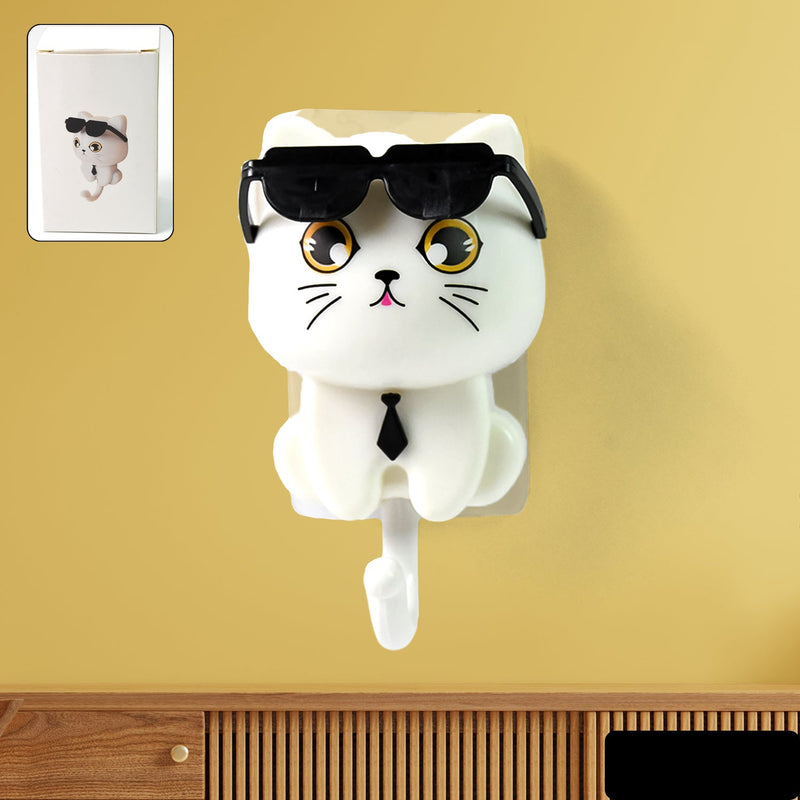 Cat Hook For Wall Cute Cat Key Hook With Sunglasses (1 Pc)