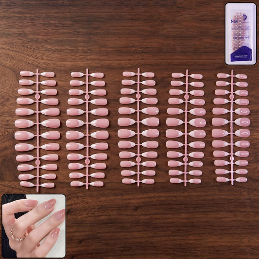 Artificial Nail Tips Set  Elegant French Manicure At Home