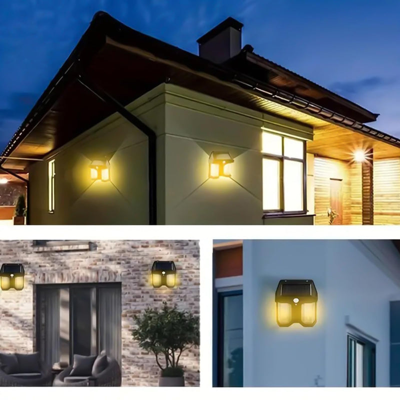 Outdoor Solar Wall Lamp  Waterproof High Quality Villa Garden Night Lamp Double Light (1 Pc)