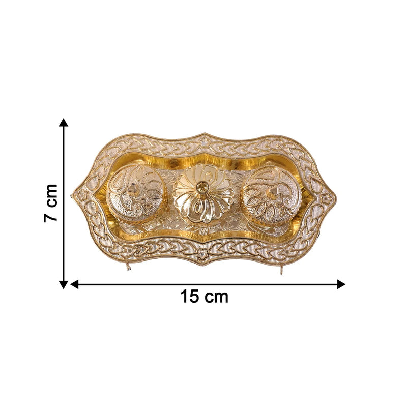 Triveni Kankavati Kumkum Holder With 3 Compartments For Puja And Tilak (1 Pc)