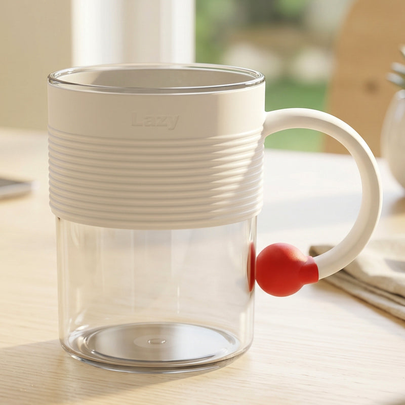Transparent Plastic Tea And Coffee Mug With Ring Handle For Home Office (1 Pc)