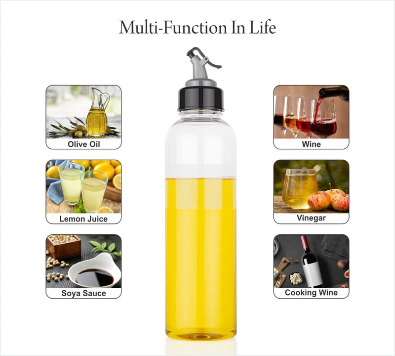 1ltr Oil Dispenser with Lid - Clear Drip Free Spout Controlled Use
