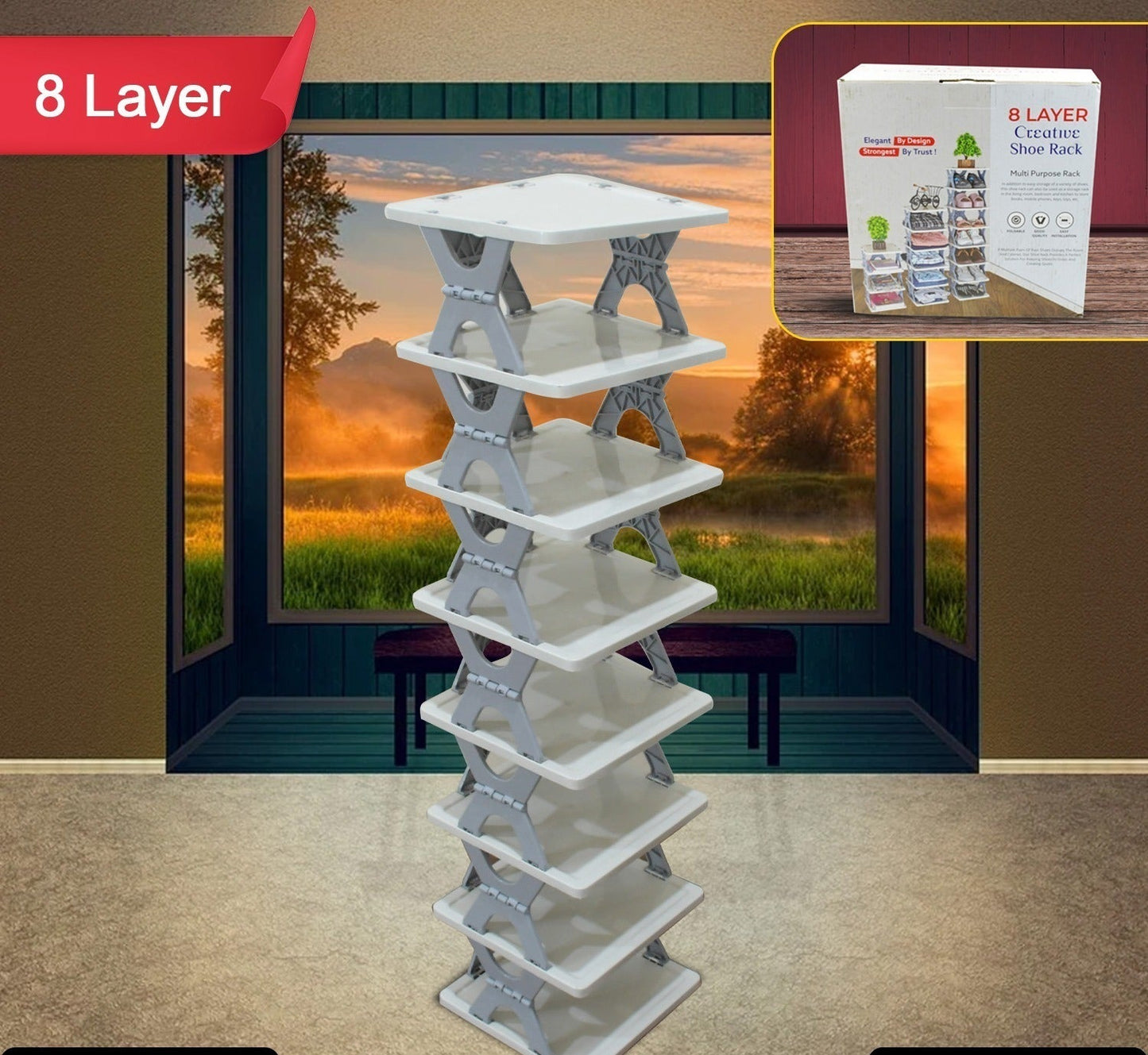 Smart Shoe Rack / Shoes Stand Foldable & Collapsible (8 Layer)