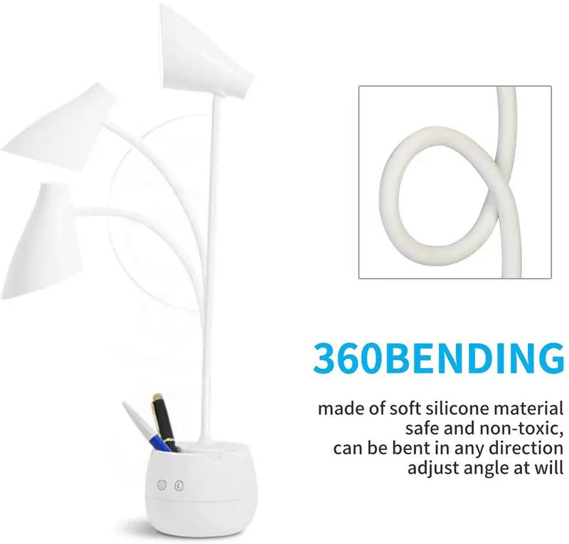 Rechargeable Desk Lamp With Pen Holder & Touch Switch (2000mAh)