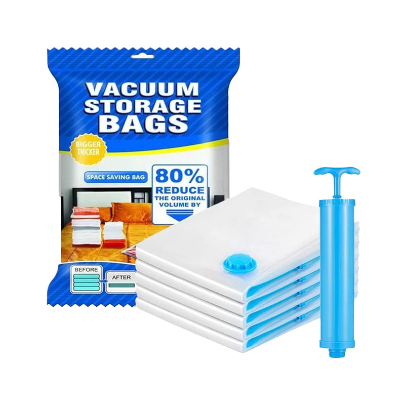 Vacuum Storage Bags With Suction Pump (5 Pcs Set)