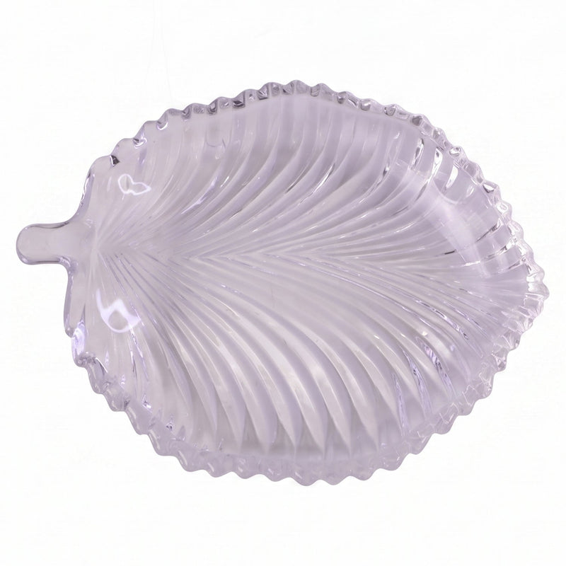 Leaf Shape Glass Serving Tray 20 X 16 Cm Platter For Snacks And Dessert (1 Pc)