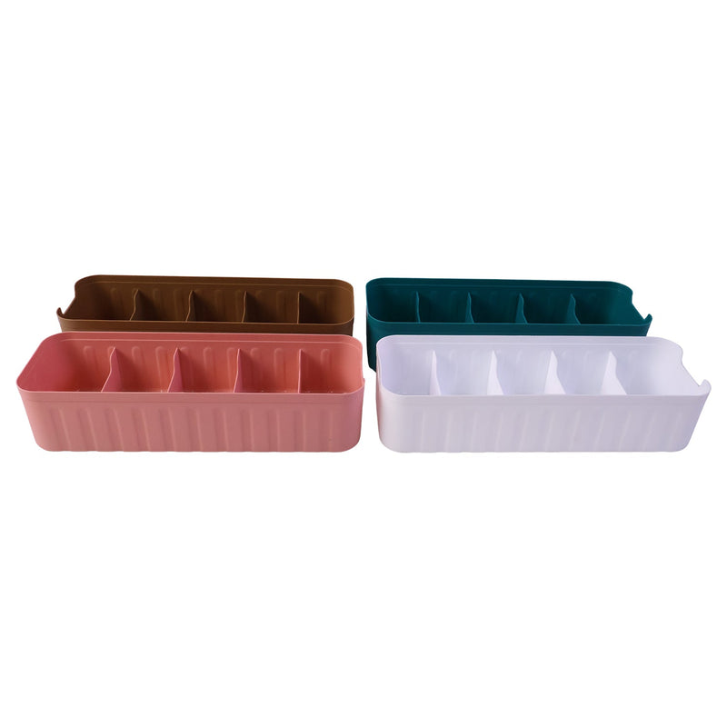 Plastic 5-grid Drawer Organizer Tray For Socks Underwear Ties (4 Pc Set)