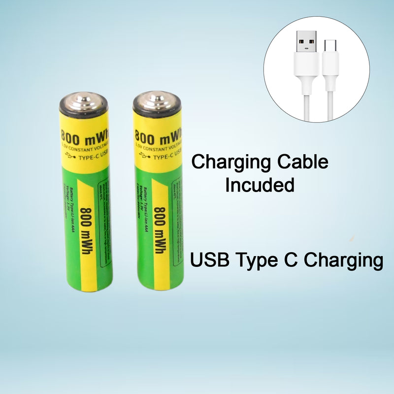 Rechargeable AAA Batteries With Recharging Cable (2 Batteries / 800 mAh)