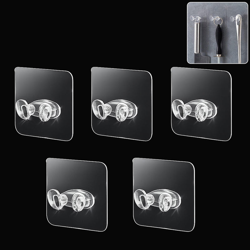 Adhesive Plastic Wall Hook Self Stick Hanger Strong Hold (5 Pc)