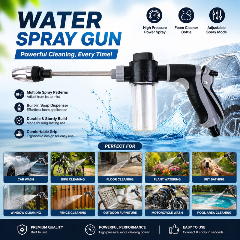 High Pressure Water Spray Gun  Powerful Cleaning Tool For Car  Garden